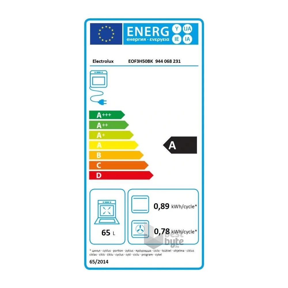Electrolux EOF3H50BK fekete, beépíthető, sütőtér:65L, grill, légkeverés, aquaclean, sütő