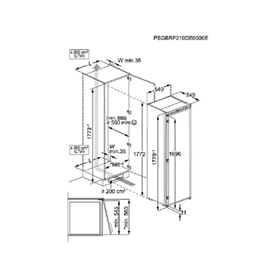 Electrolux ERD6DE18S1 fehér, egyajtós, beépíthető, Hűtő:310L, hűtőszekrény