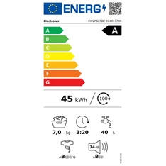 Electrolux EW2F527BE TimeCare fehér, elöltöltős, max.1200ford., 7kg, mosógép