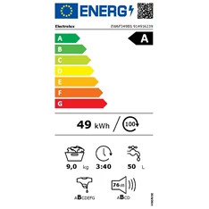 Electrolux EW6F349BS PerfectCare fehér, elöltöltős, max.1400ford., 9 kg, mosógép
