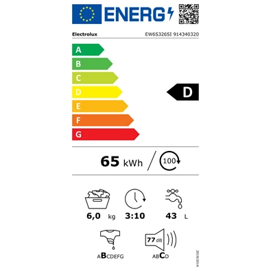 Electrolux EW6S326SI elöltöltős keskeny mosógép