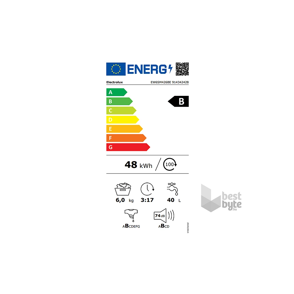 Electrolux EW6SM426BE fehér, elöltöltős, keskeny, max.1200ford., 6 kg, mosógép