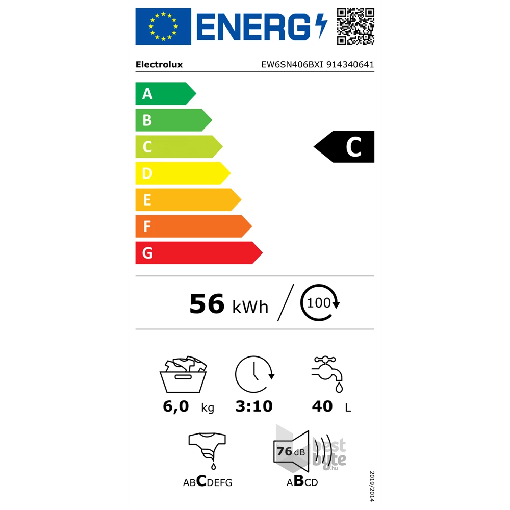 Electrolux EW6SN406BXI sötétszürke, elöltöltős, max.951ford., 6 kg, mosógép