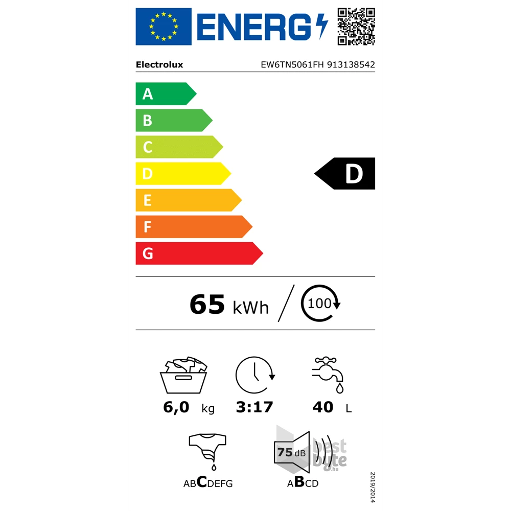 Electrolux EW6TN5061FH fehér, felültöltős, max.1000ford., 6 kg, mosógép