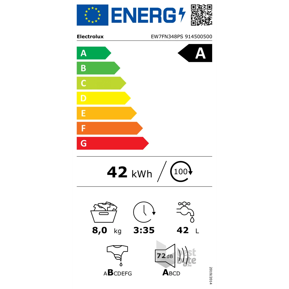 Electrolux EW7FN348PS fehér, elöltöltős, max.1400ford., 8 kg, mosógép
