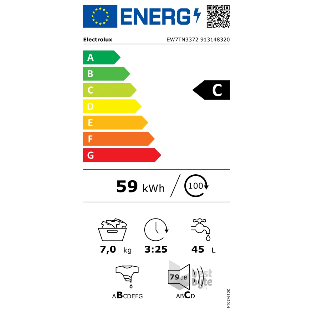 Electrolux EW7TN3372 fehér, felültöltős, max.1300ford., 7 kg, mosógép