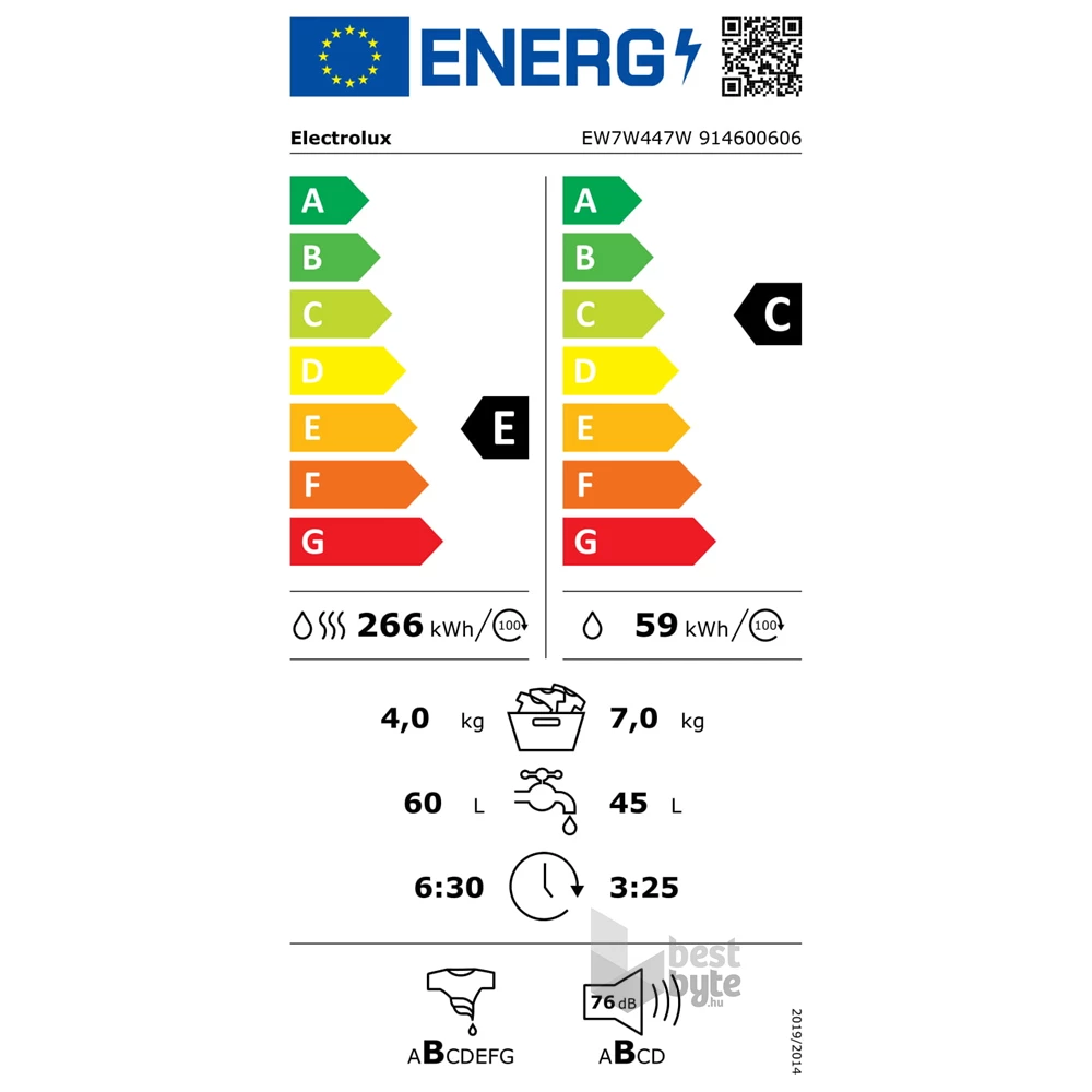 Electrolux EW7W447W elöltöltős mosó-szárítógép
