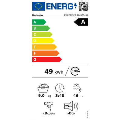Electrolux EW8F249PS 9 kg elöltöltős gőzmosógép