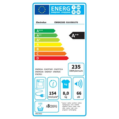 Electrolux EW8H258S fehér, 8 kg, hőszivattyús, szárítógép