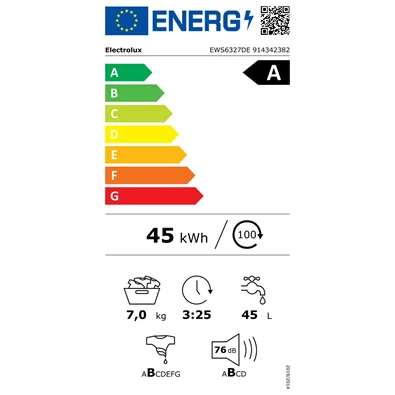 Electrolux EWS6327DE fehér, elöltöltős, keskeny, max.1200ford., 7kg, mosógép