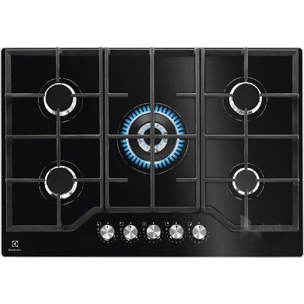 Electrolux KGG75362K fekete, beépíthető, gáz, főzőzóna: 4 +1 wok égőfej, beépíthető méret: 56cm, főzőlap