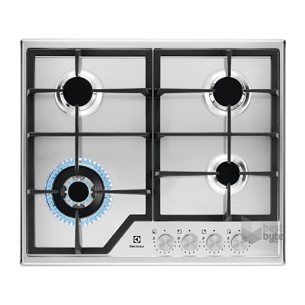Electrolux KGS64362SX inox, beépíthető, gáz, főzőzóna: 3 +1 wok égőfej, beépíthető méret: 56cm, főzőlap