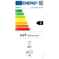 Electrolux KRB175EWR (K) fehér, egyajtós, Hűtő:357L, hűtőszekrény