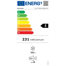 Electrolux KUT175EWR (K) fehér, Hűtő:L, Fagyasztó:231L, No frost fagyasztószekrény