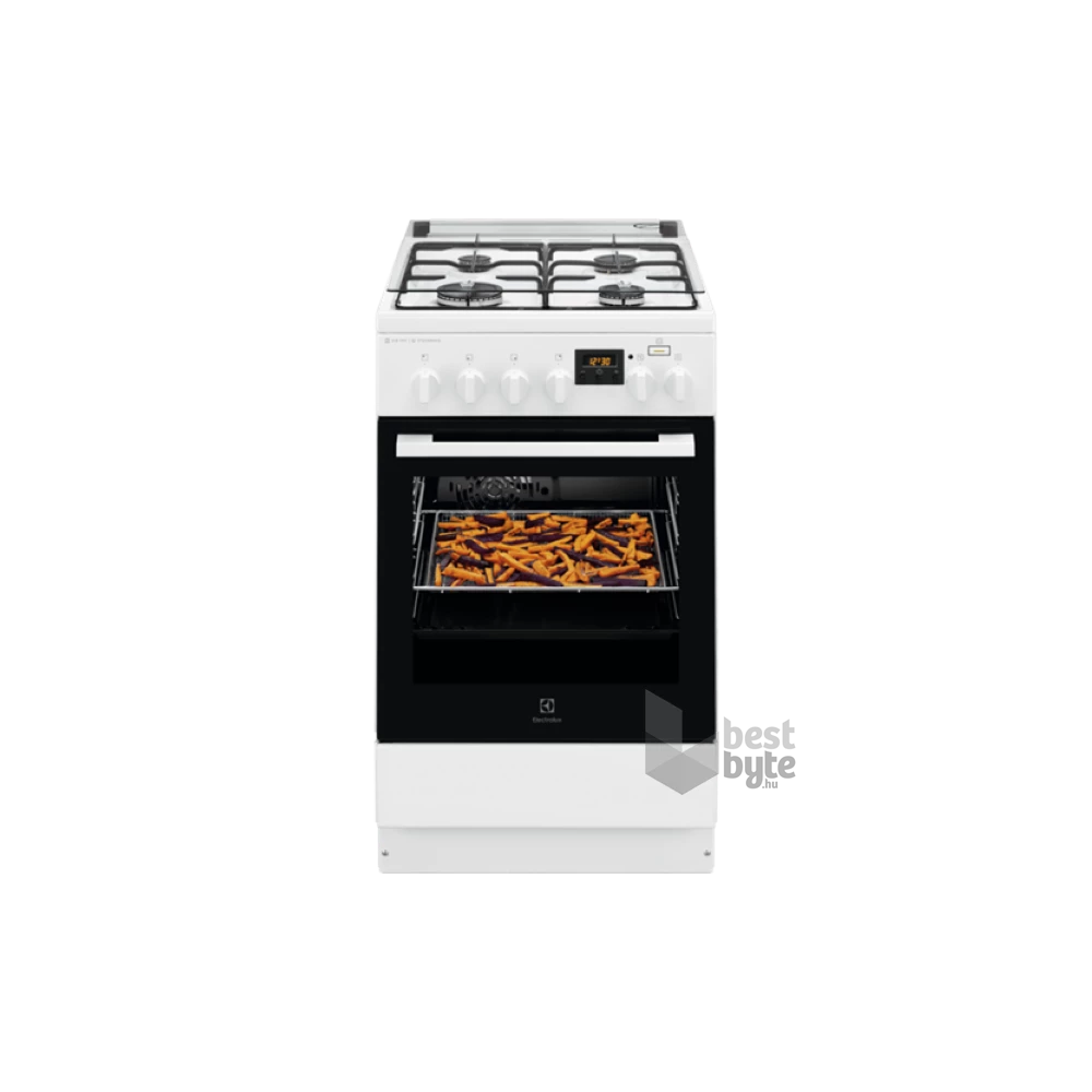 Electrolux LKK560205W fehér, szabadonálló, gáz, kombinált, főzőzóna: 4, sütő:58L, grill, tűzhely