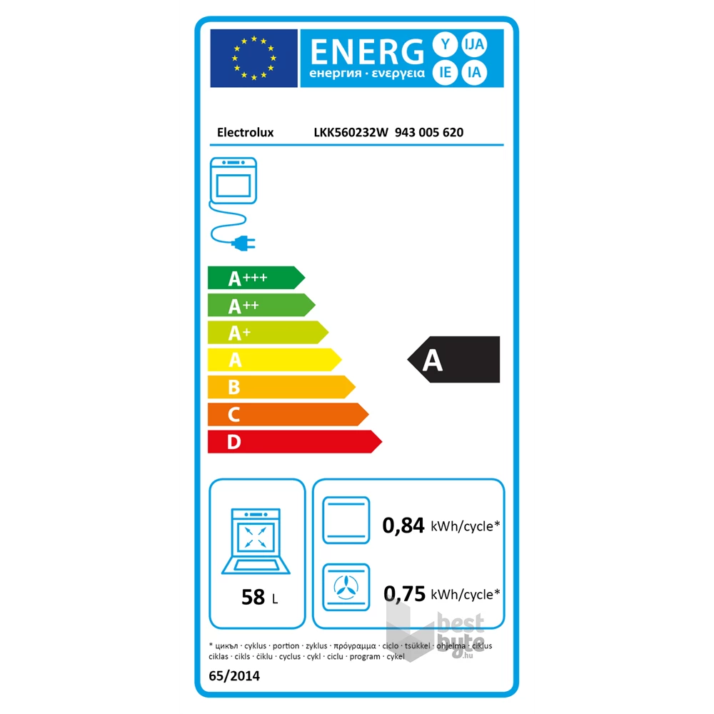 Electrolux LKK560232W fehér, szabadonálló, gáz, kombinált, főzőzóna: 4, sütő:58L, tűzhely