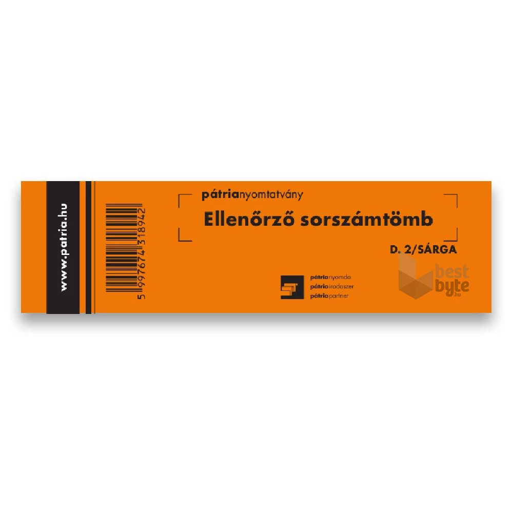 Ellenőrző sorszámtömb 100 lapos 146x40 mm sárga