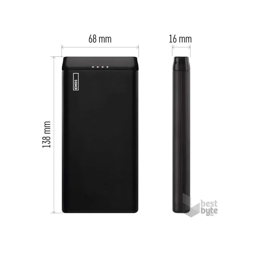 Emos B0526B ALPHA 10S, 10000 mAh, 10 W, fekete power bank