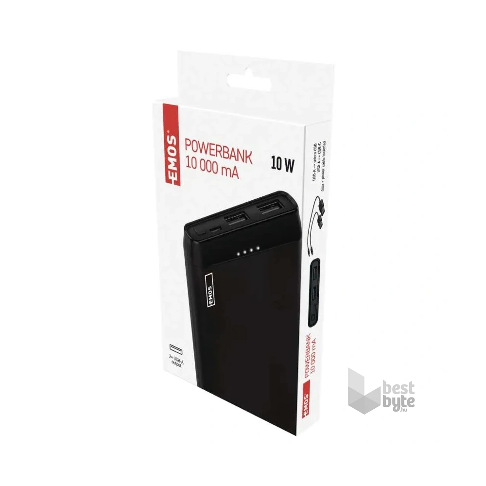 Emos B0526B ALPHA 10S, 10000 mAh, 10 W, fekete power bank