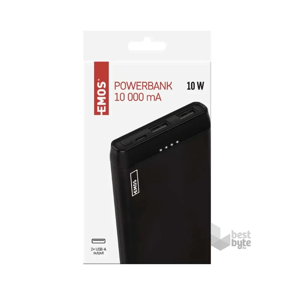 Emos B0526B ALPHA 10S, 10000 mAh, 10 W, fekete power bank