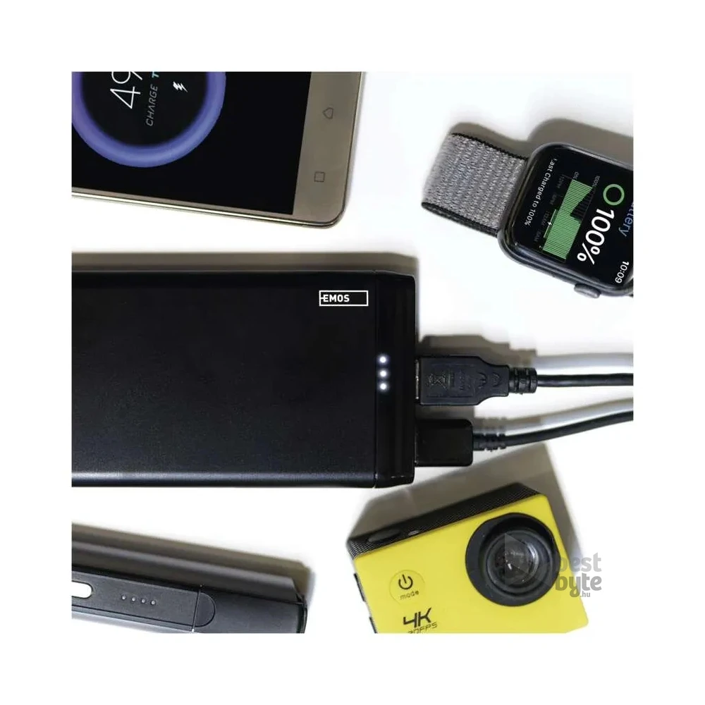 Emos B0526B ALPHA 10S, 10000 mAh, 10 W, fekete power bank