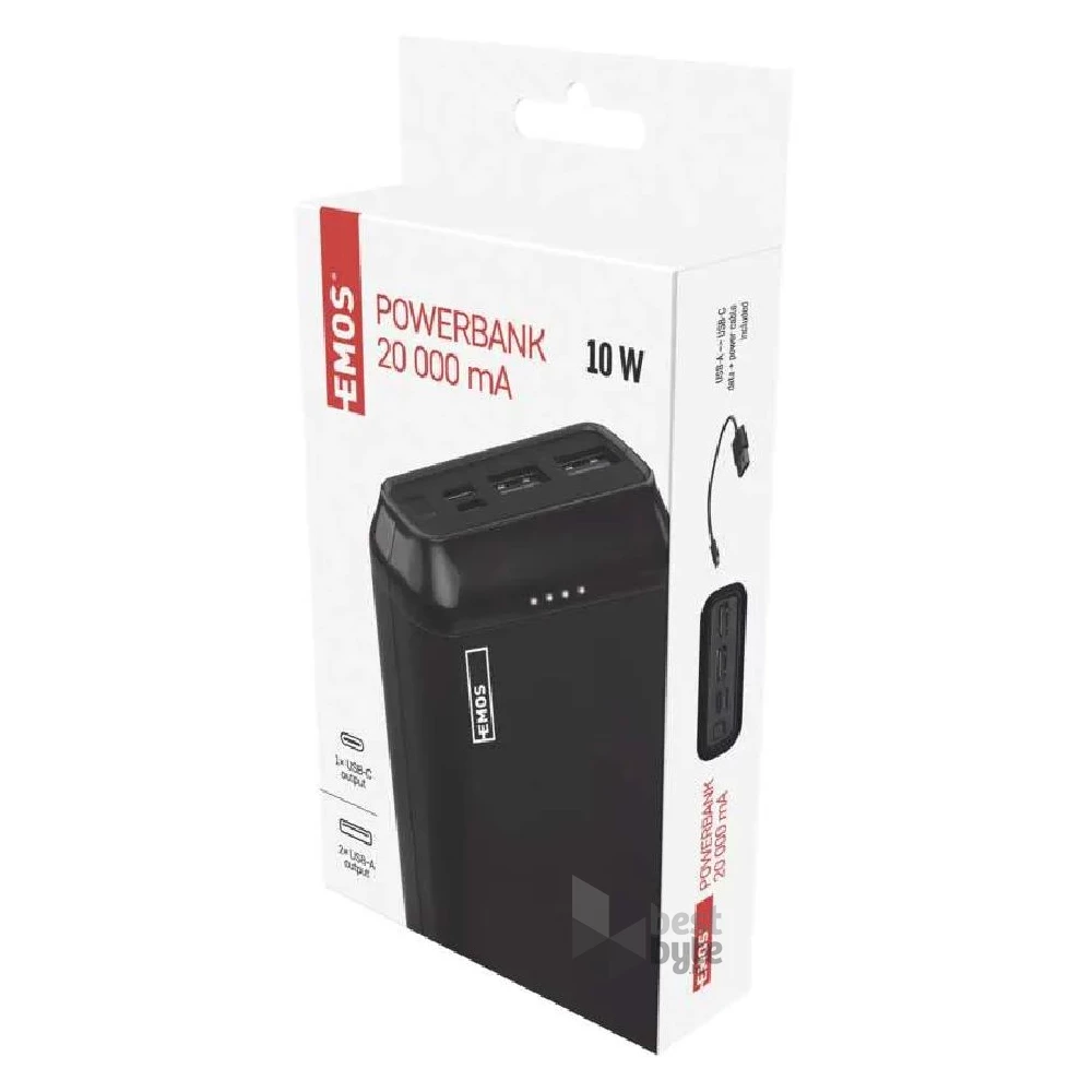 Emos B0527B ALPHA2 20, 20000 mAh, 10 W, fekete powerbank