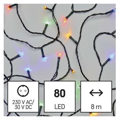 Emos D4AM02 8m/80LED/kül-beltéri/időzítős/többszínű karácsonyi LED fényfüzér