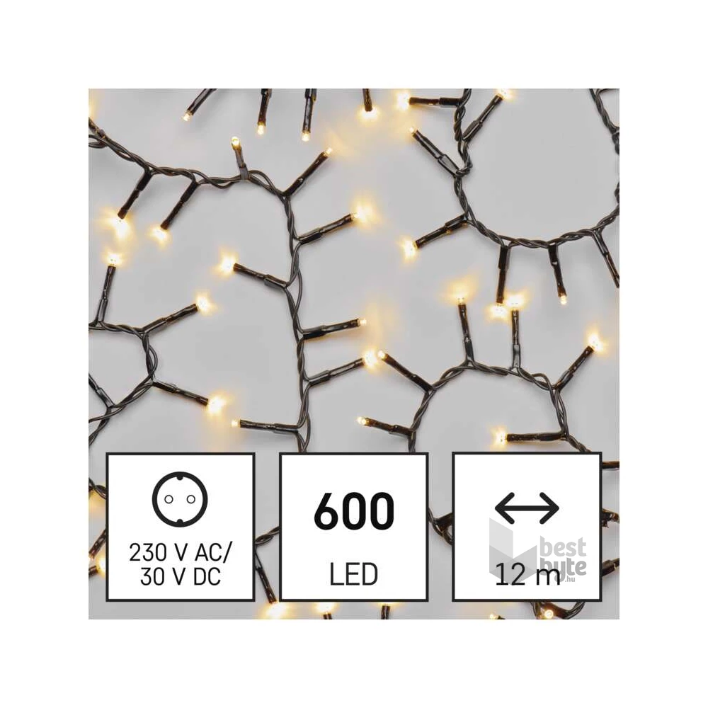 Emos D4BW03 12m/600LED/kül-beltéri/időzítős/meleg fehér/süni karácsonyi LED fényfüzér