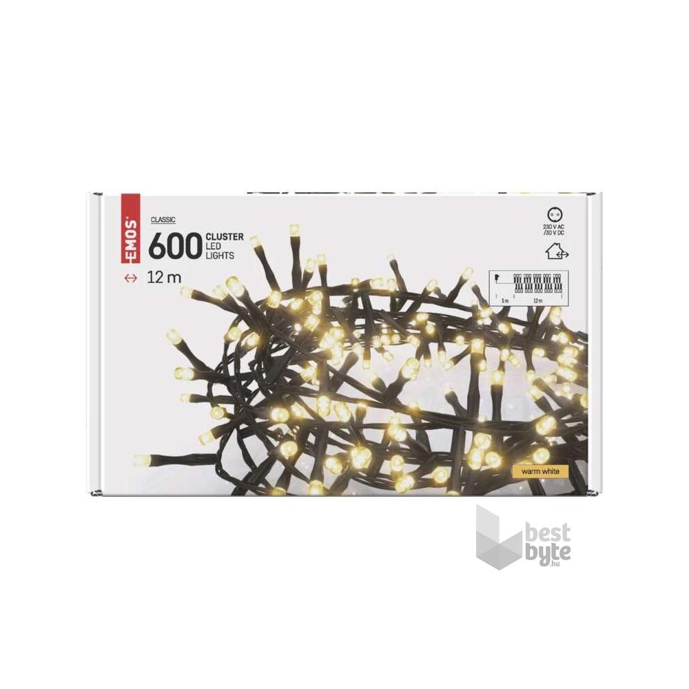 Emos D4BW03 12m/600LED/kül-beltéri/időzítős/meleg fehér/süni karácsonyi LED fényfüzér
