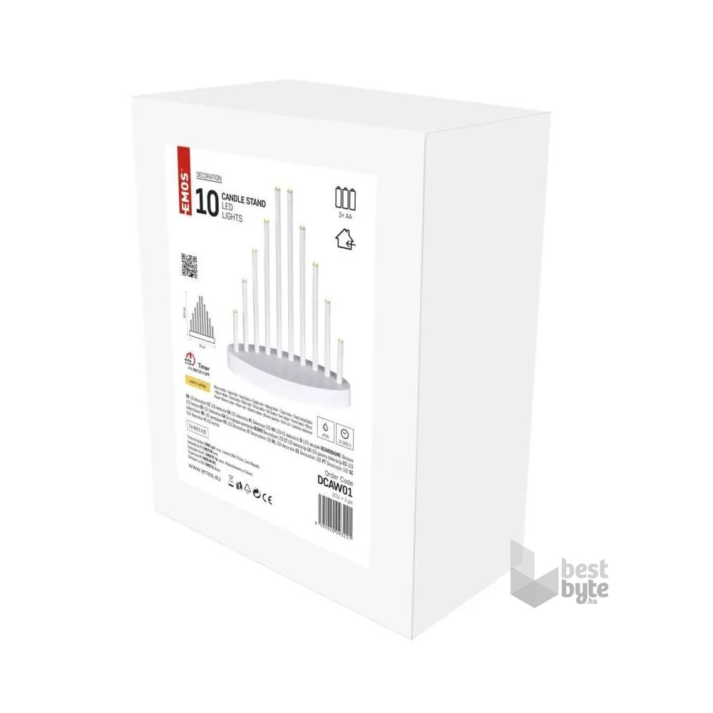 Emos DCAW01 24,5 cm 3x AA beltéri meleg fehér időzítős fehér LED gyertyatartó