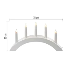 Emos DCAZ01 20x38 cm beltéri meleg fehér fa fehér ívelt gyertyatartó 5 db E10 izzóval