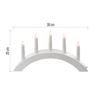 Emos DCAZ01 20x38 cm beltéri meleg fehér fa fehér ívelt gyertyatartó 5 db E10 izzóval