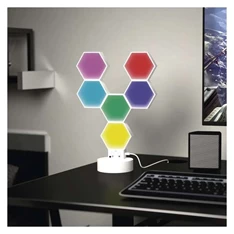 Emos GoSmart Hexagon fehér, 6 részből álló, RGBIC dimmelhető, WiFi LED asztali lámpa