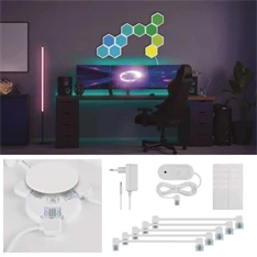 Emos GoSmart Hexagon, indító készlet, 10 rész, 19 W, RGBIC dimmelhető, WiFi LED lámpa