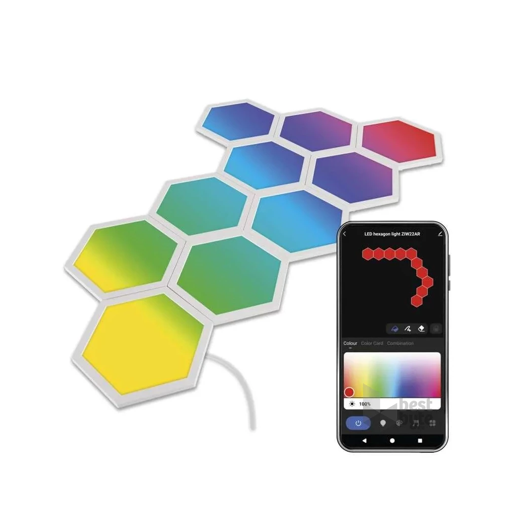 Emos GoSmart Hexagon, indító készlet, 10 rész, 19 W, RGBIC dimmelhető, WiFi LED lámpa