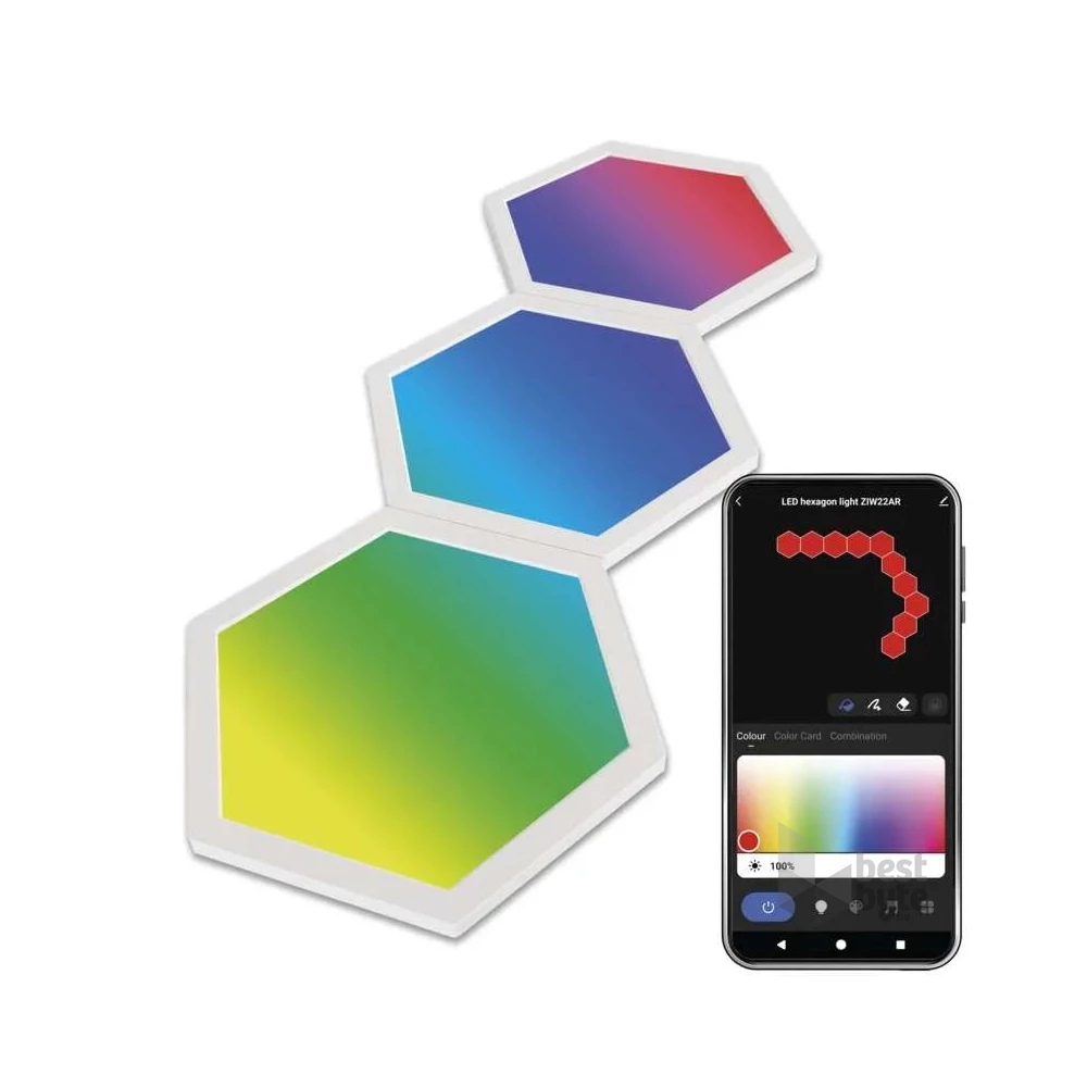 Emos GoSmart Hexagon, kiegészítő készlet,3 rész, 1,8 W, RGBIC dimmelhető, WiFi LED lámpa