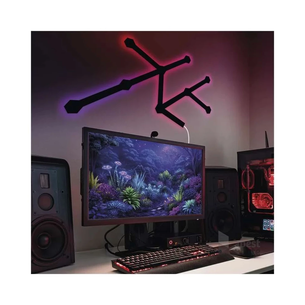 Emos GoSmart Lines fekete, 9 részből álló, 34 W, RGBIC dimmelhető, WiFi LED lámpa