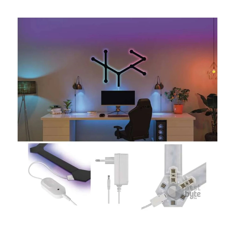 Emos GoSmart Lines fekete, 9 részből álló, 34 W, RGBIC dimmelhető, WiFi LED lámpa