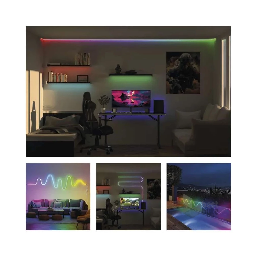 Emos GoSmart NEON fehér, 3 m, 24 W, RGBIC dimmelhető, WiFi LED szalag