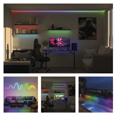 Emos GoSmart NEON fehér, 3 m, 24 W, RGBIC dimmelhető, WiFi LED szalag
