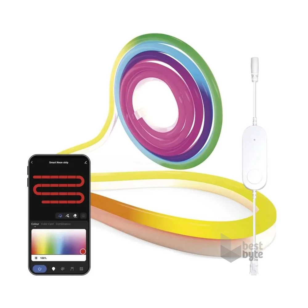 Emos GoSmart NEON fehér, 3 m, 24 W, RGBIC dimmelhető, WiFi LED szalag