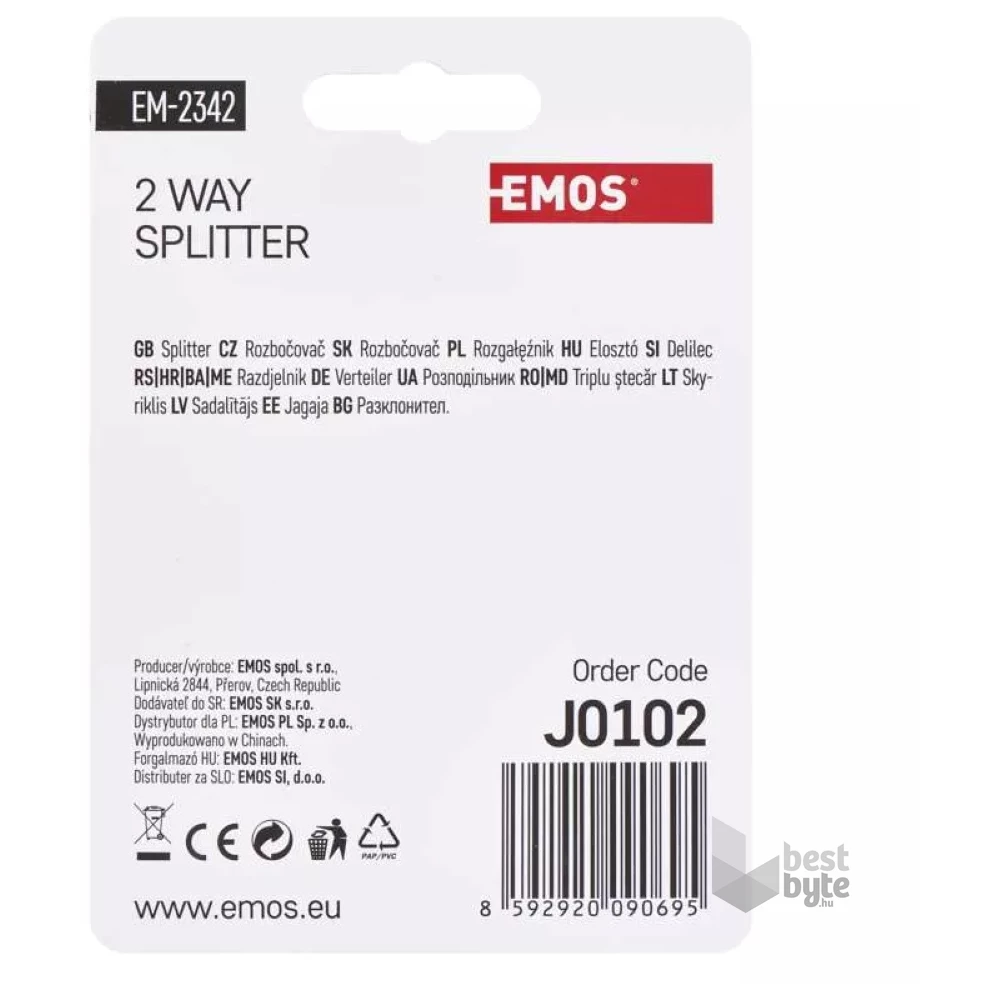 Emos J0102 EM2342 2 utas antenna elosztó