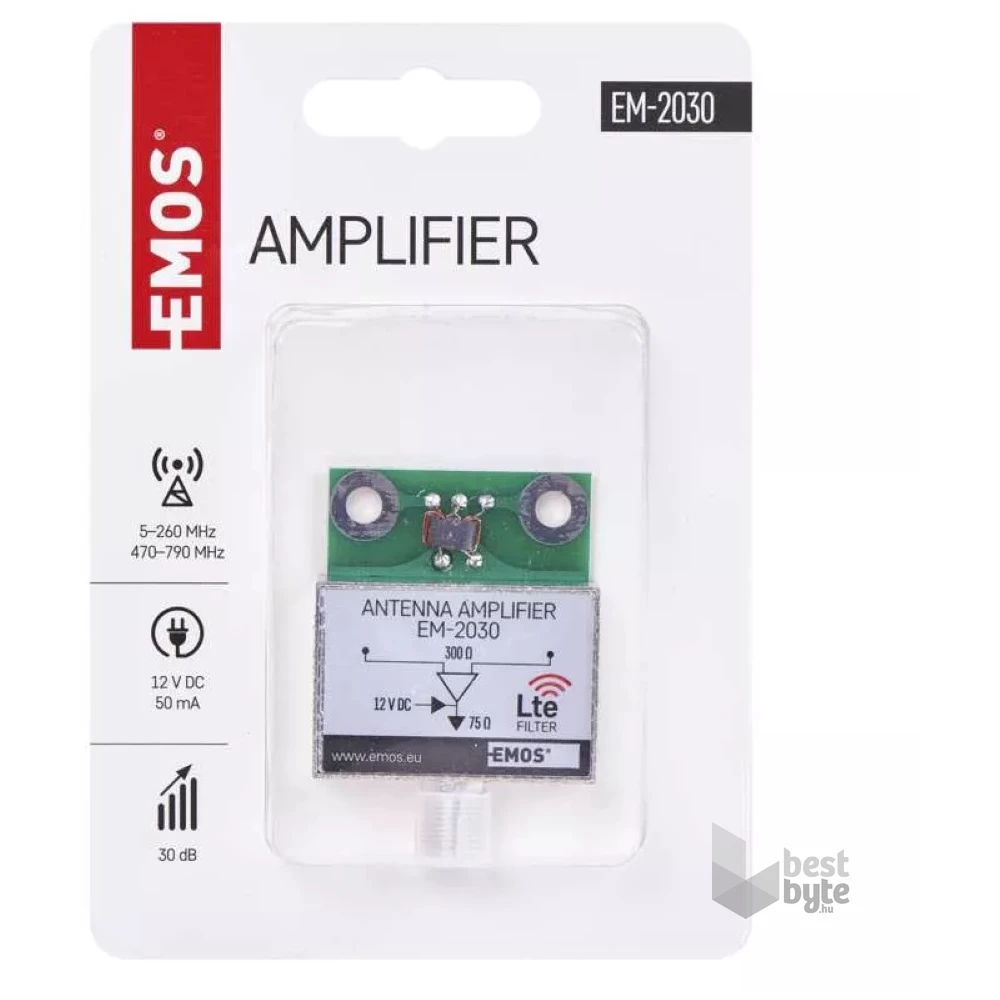 Emos J5803 30dB VHF/UHF antenna előerősítő