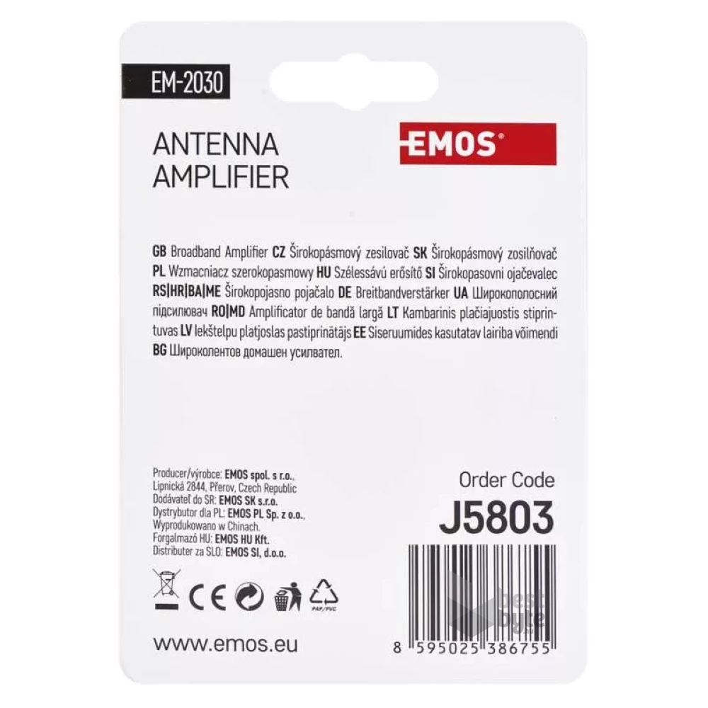 Emos J5803 30dB VHF/UHF antenna előerősítő