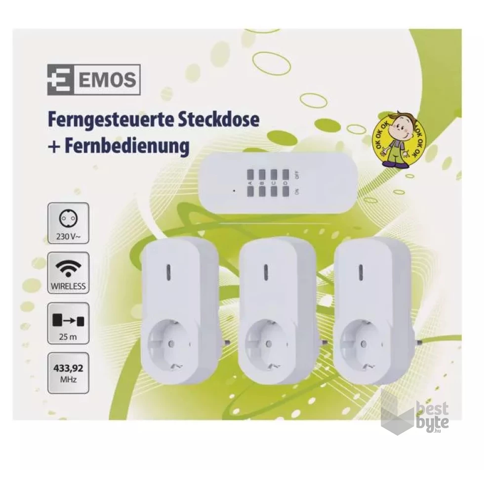 Emos P0069 3db-os távirányítható hálózati aljzat