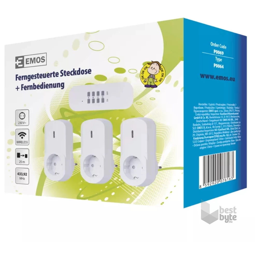 Emos P0069 3db-os távirányítható hálózati aljzat