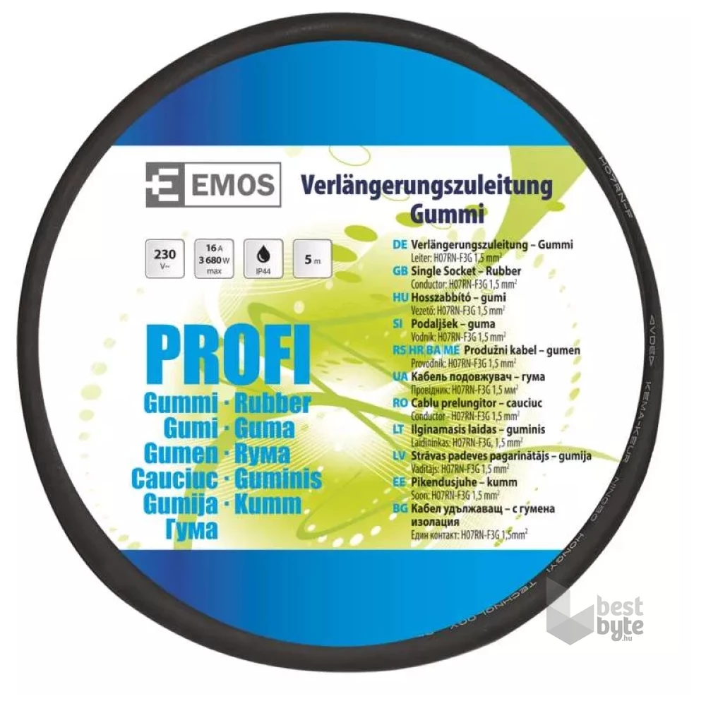 Emos P01805 5 méter 3x1,5mm2 gumikábeles hosszabbító