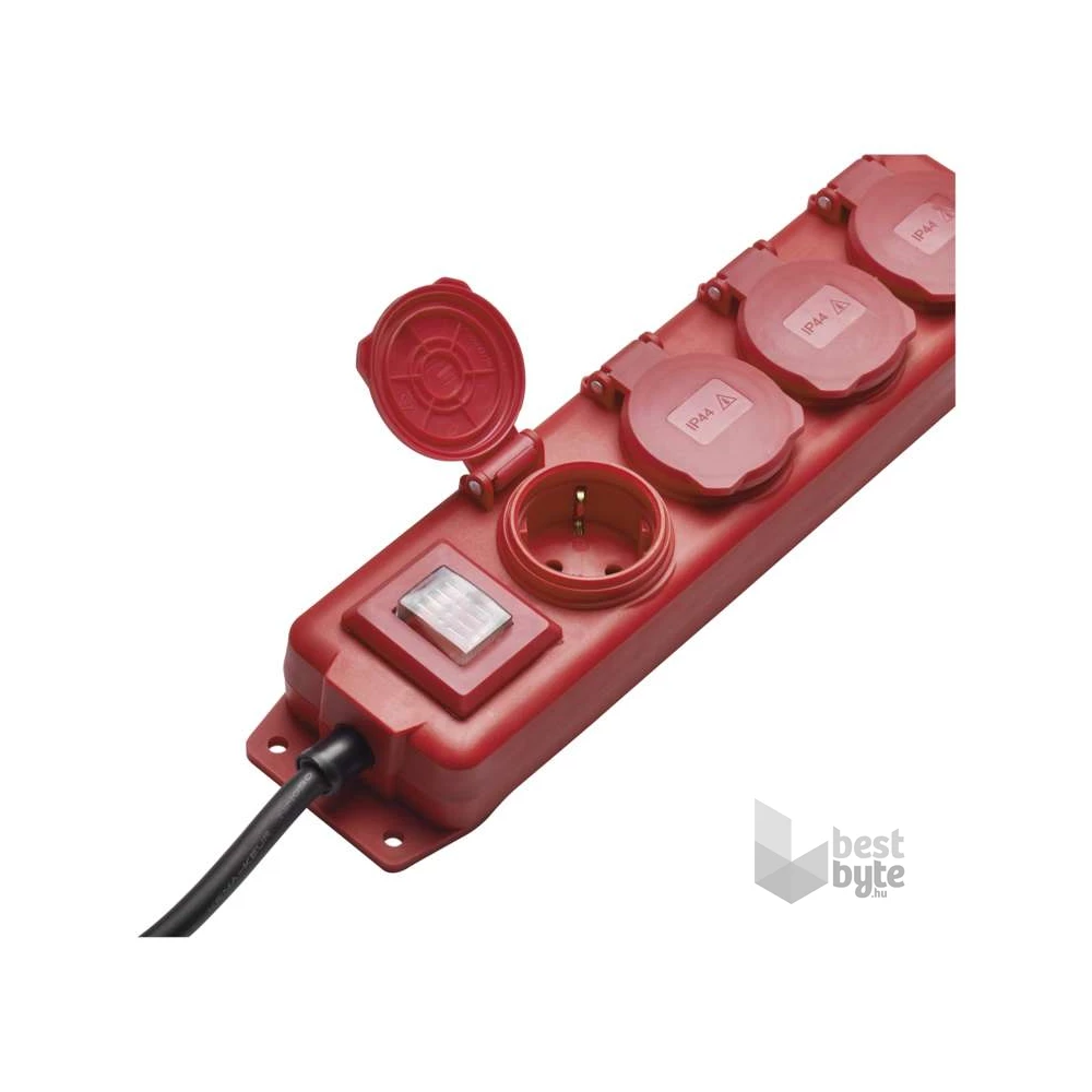 Emos P14251 4 aljzat 5méter 1,5mm2 kapcsolós piros kültéri hosszabbító