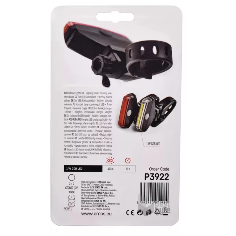 Emos P3922 22lm 2db-os fehér/piros LED kerékpárlámpa szett