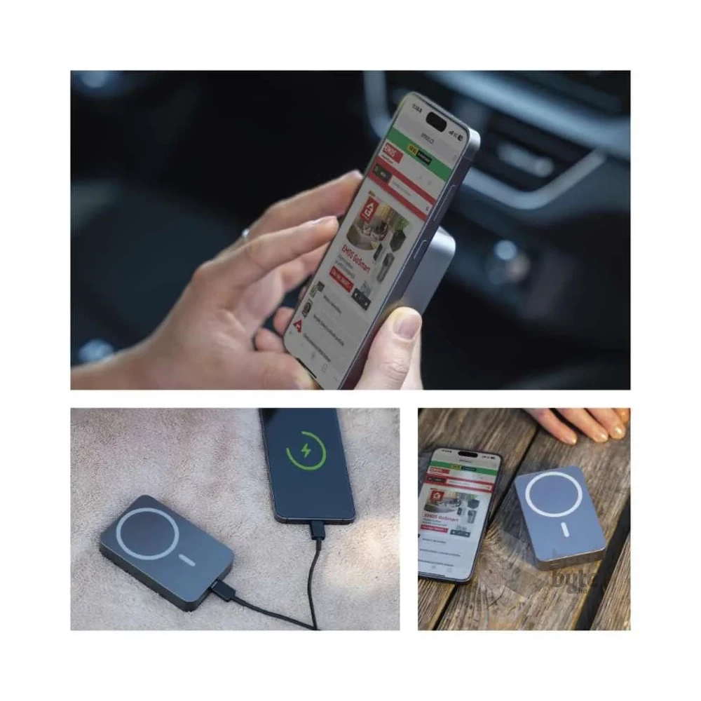 Emos WI 1046, 10 000 mAh, 20 W+Wireless, szürke powerbank